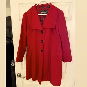 Guess. Red winter-walking coat with black bottoms. Size L.